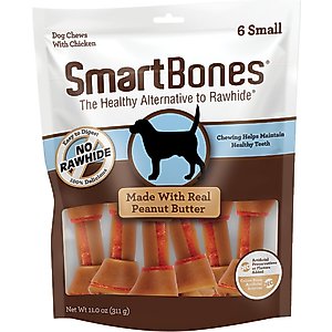 SmartBones Peanut Butter Small Chews Dog Treats, 6 count