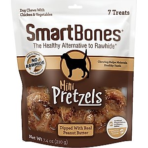 SmartBones Pretzel Dipped Peanut Butter Dog Treats, 7 count
