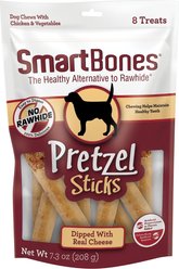 SmartBones Pretzel Sticks Dipped Real Cheese Dog Treats, 8 count