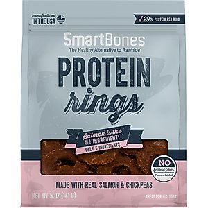 SmartBones Protein Rings Real Salmon & Chickpeas Dog Treats, 5-oz bag