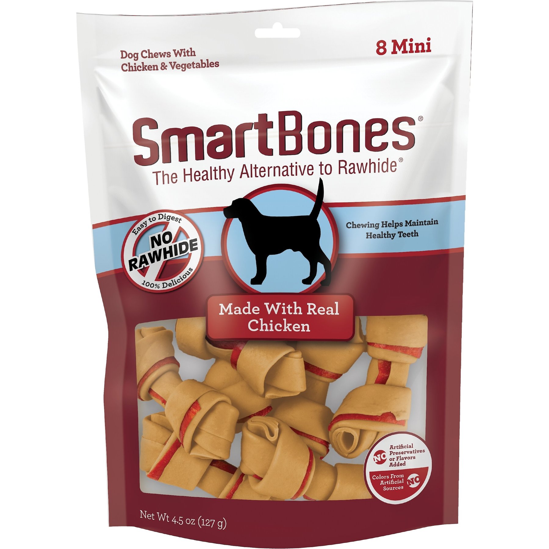 SmartBones Mini Real Chicken Hard Dog Chew Bones, 8 count