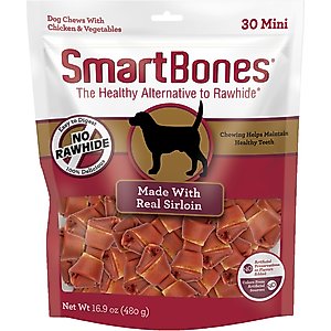 SmartBones Sirloin Minis Real Chicken, Vegetables & Sirloin Dog Treats, 30 count
