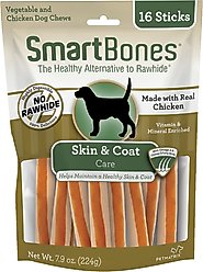 SmartBones Skin & Coat Care Chicken Chews Dog Treats, 16 pack
