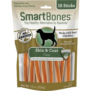 SmartBones Skin & Coat Care Chicken Chews Dog Treats, 16 pack