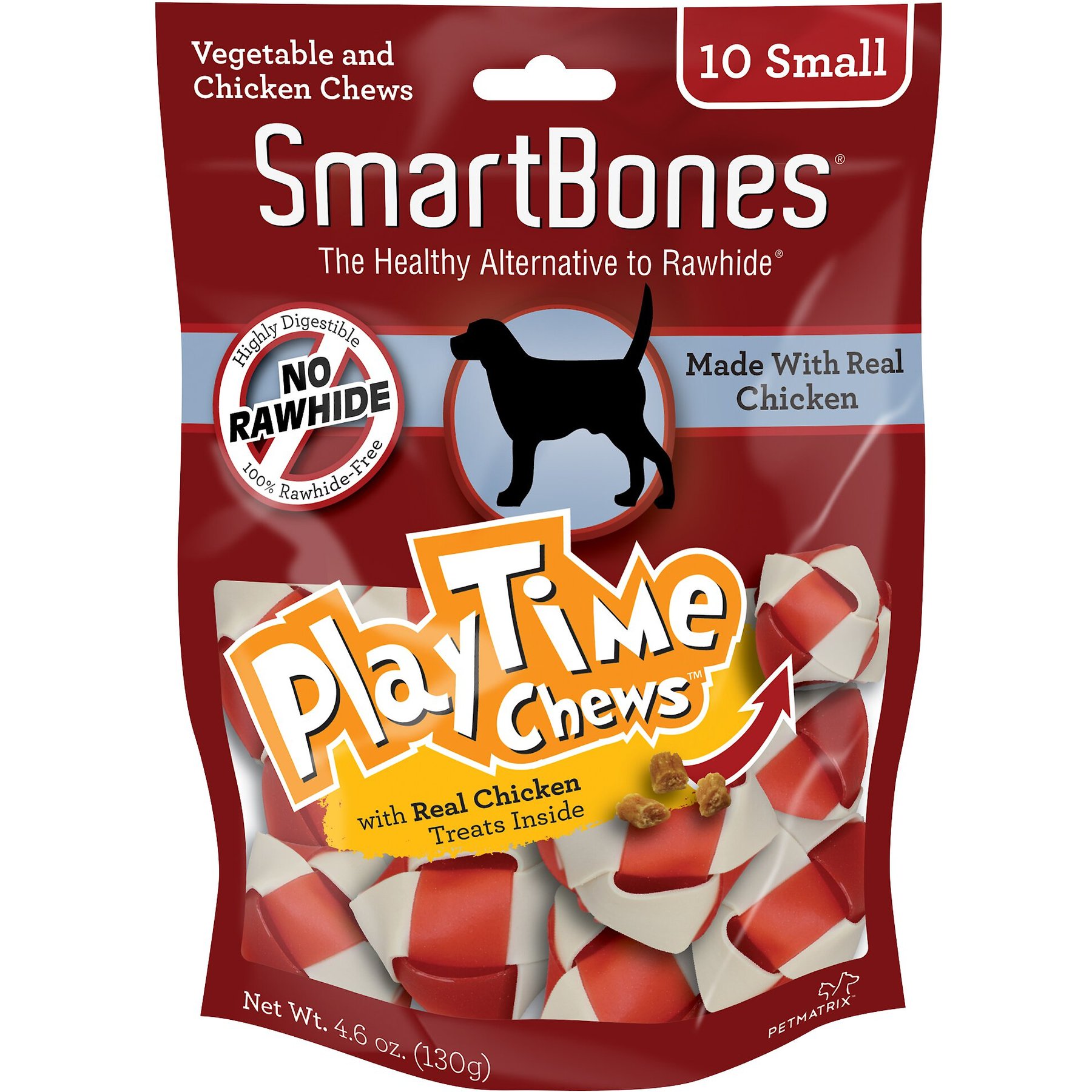 SmartBones PlayTime Chews Small Real Chicken Hard Dog Chew Treats, 10 count