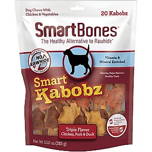 SmartBones Smart Kabobz Real Chicken, Pork & Duck Dog Treats, 20 count