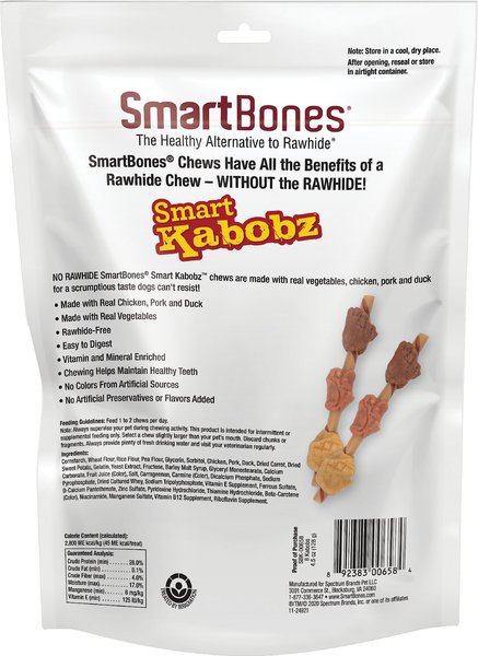 SmartBones Smart Kabobz Real Chicken, Pork & Duck Dog Treats