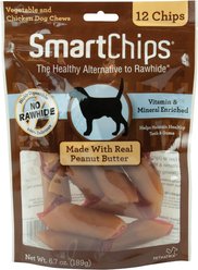 SmartBones SmartChips Peanut Butter Chews Dog Treats, 12 count