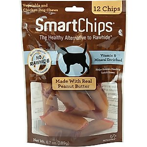 SmartBones SmartChips Peanut Butter Chews Dog Treats, 12 count
