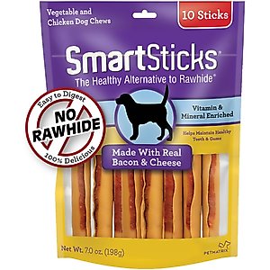 SmartBones SmartSticks Bacon & Cheese Chews Dog Treats, 10 count