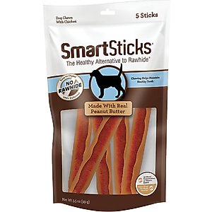 SmartBones SmartSticks Peanut Butter Dog Treats, 5 count