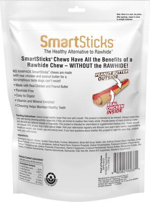 Show full view: SmartBones SmartSticks Rawhide-Free Peanut Butter Dog Treats, 10 count slide 3 of 11