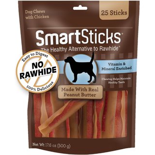 SmartBones SmartSticks Rawhide-Free Peanut Butter Dog Treats, 25 count slide 1 of 9