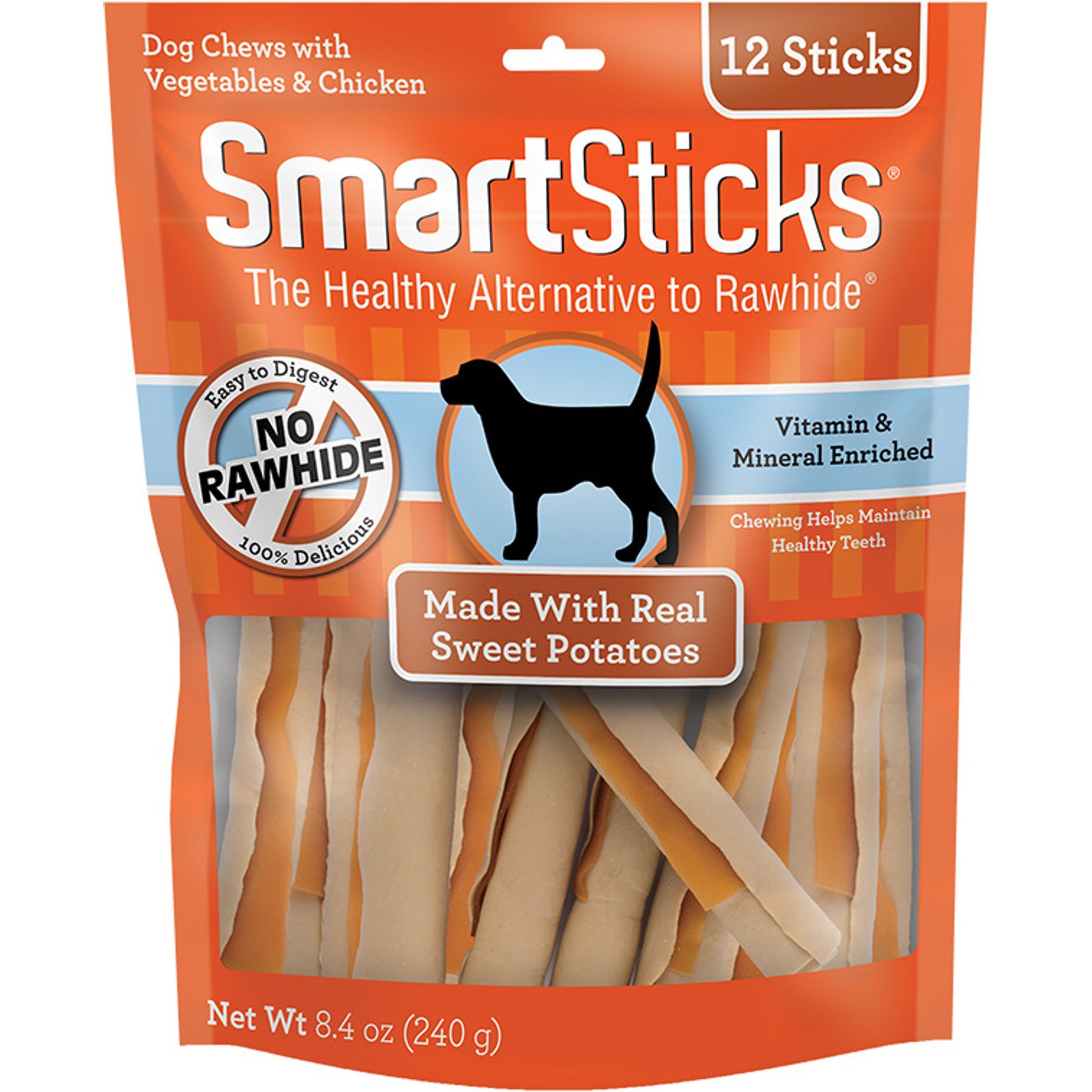 SmartBones SmartSticks Real Sweet Potato Hard Dog Chew Treats, 12 count