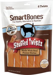 SmartBones Stuffed Twistz Peanut Butter Dog Treats, 6 count