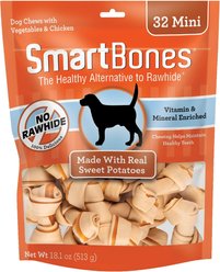 SmartBones Sweet Potato Mini Dog Treats, 32 count