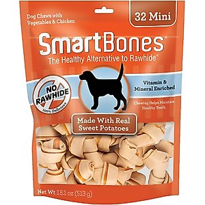 SmartBones Sweet Potato Mini Dog Treats, 32 count