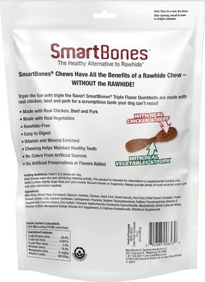 Show full view: SmartBones Triple Flavor Dumbbells Chicken Dog Treats, 10 count slide 3 of 8