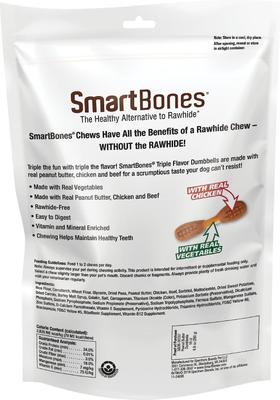 Show full view: SmartBones Triple Flavor Dumbbells Peanut Butter Dog Treats, 10 count slide 3 of 7