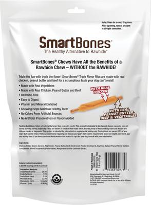 Show full view: SmartBones Triple Flavor Ribs Chicken, Beef & Peanut Butter Dog Treats, 10 count slide 3 of 9