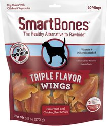 SmartBones Triple Flavor Wings Dog Treats, 10 count