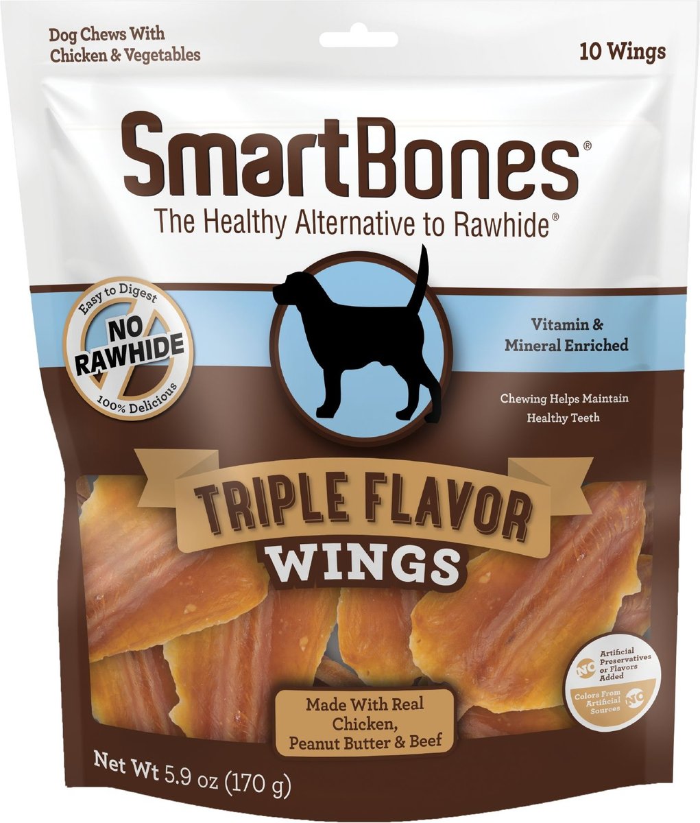 SmartBones Triple Flavor Wings Dog Treats, 10 count