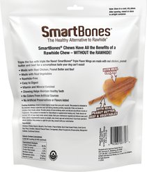 SmartBones Triple Flavor Wings Real Chicken, Peanut Butter & Beef Hard Dog Chew Treats, 10 count slide 2 of 8