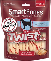 SmartBones Twist Sticks Chicken Flavor Dog Treats, 50 count