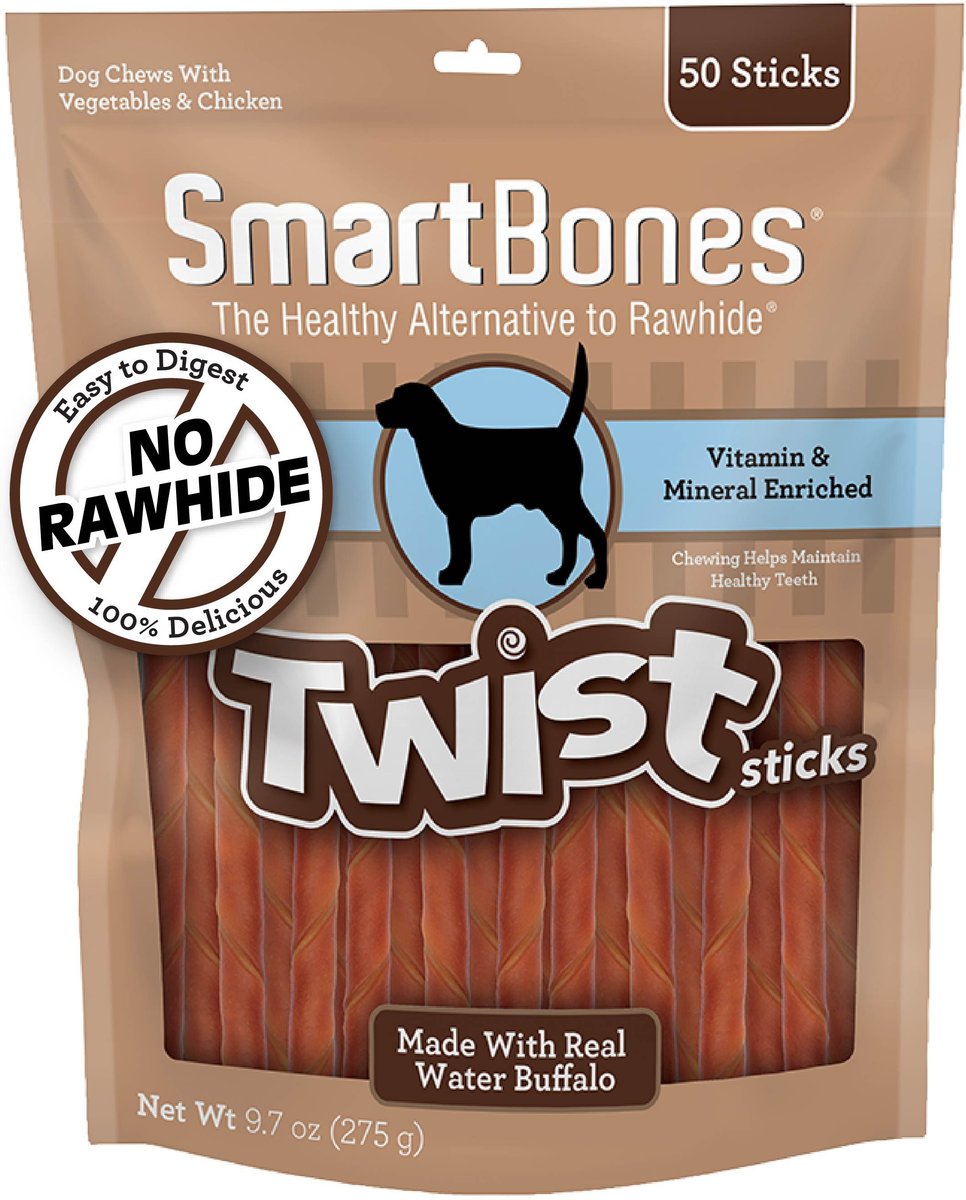 SmartBones Twist Sticks Water Buffalo Dog Treats, 50 count