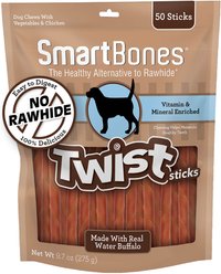 SmartBones Twist Sticks Water Buffalo Dog Treats, 50 count