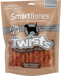 SmartBones Twists Wrapped Chicken Dog Treats, 30 count