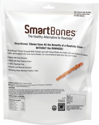 Show full view: SmartBones Twists Wrapped Chicken & Peanut Butter Dog Treats, 30 count slide 3 of 7