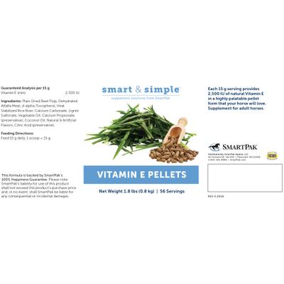 Show full view: SmartEquine Smart & Simple Vitamin E Pellet Horse Supplement, 1.8-lb bucket slide 2 of 4