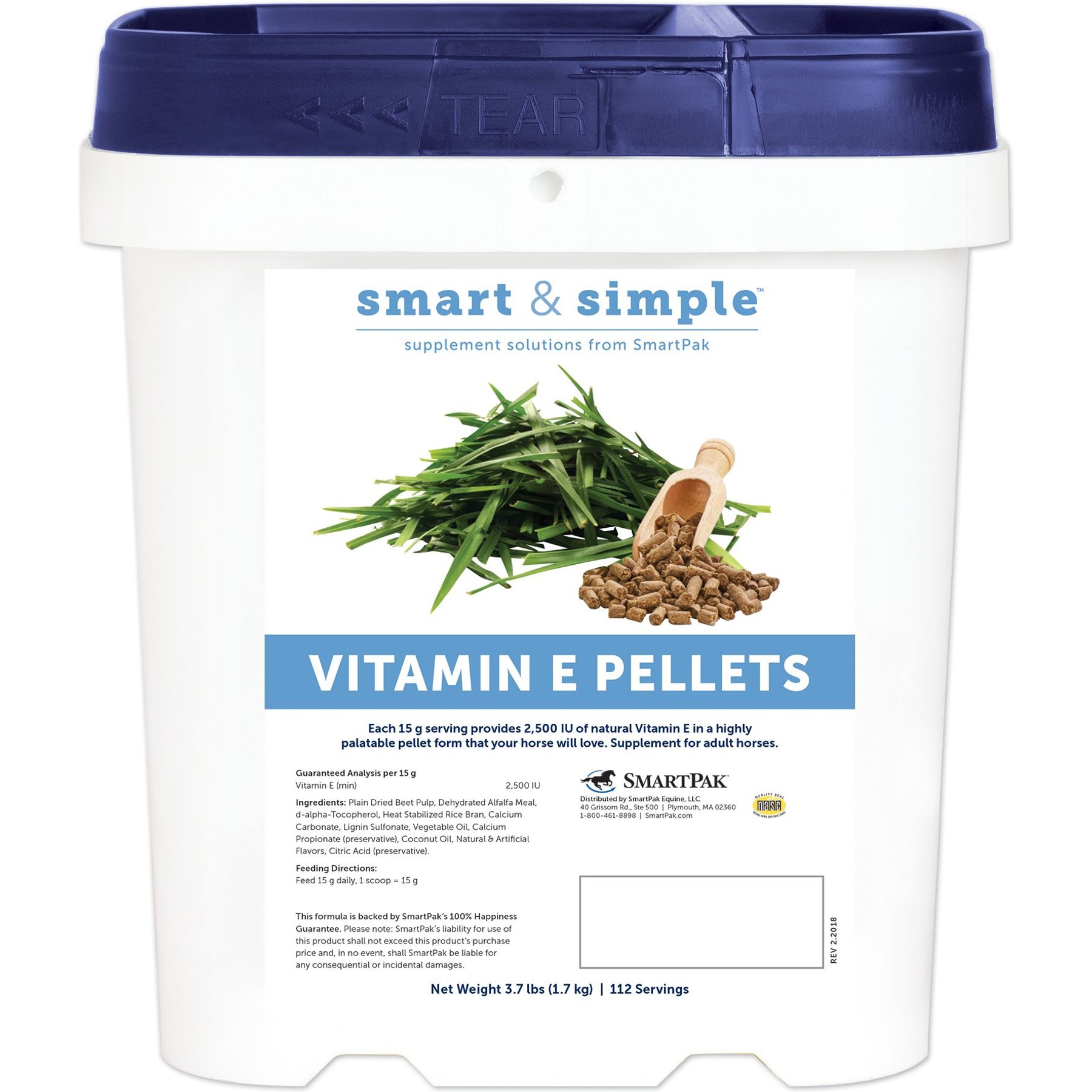 SmartPak Smart & Simple Vitamin E Pellet Horse Supplement, 3.7-lb bucket
