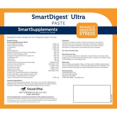 Show full view: SmartEquine SmartSupplements SmartDigest Ultra Paste Horse Digestive Aid Supplement, 1 count slide 2 of 3