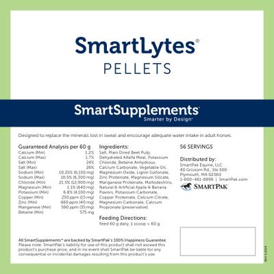Show full view: SmartEquine SmartSupplements SmartLytes Pellet Horse Electrolyte Supplement, 7.5-lb bag slide 2 of 5