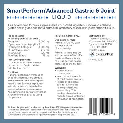 Show full view: SmartEquine SmartSupplements SmartPerform Advanced Gastric & Joint Liquid Horse Supplement, 64-fl oz bottle slide 2 of 4