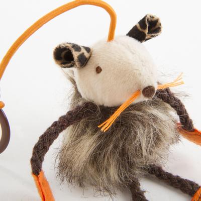 Show full view: SmartyKat Bouncy Mouse Plush Dangler Catnip Cat Toy, Orange & Gray, Small, 3 count slide 3 of 5