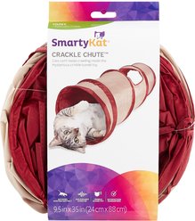 SmartyKat Crackle Chute Crinkle Activity Tunnel Cat Toy, Tan/Red