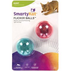 SmartyKat Flicker Balls Electronic Light Ball Cat Toy, Multicolor, Small, 2 count