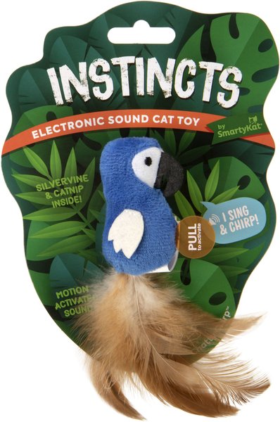 Show full view: SmartyKat Instincts Chatty Chirp Plush HappyNip Silvervine & Catnip Bird Electronic Sound Cat Toy slide 2 of 8