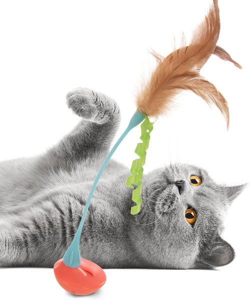 SmartyKat Instincts Rowdy Rocker Self-Righting Wand with Feathers & Ribbons Cat Toy