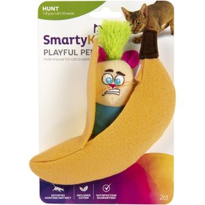SmartyKat Playful Peeker Mouse & Banana Cat Toy, Yellow, Medium, 2 count