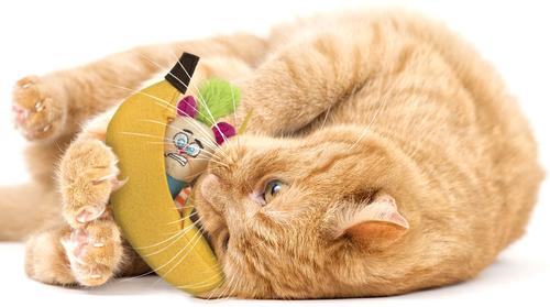 Show full view: SmartyKat Playful Peeker Mouse & Banana Cat Toy, Yellow, Medium, 2 count slide 4 of 6