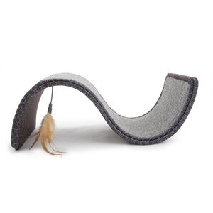 SmartyKat Scratch Scroll Sisal & Carpet Curled Cat Scratcher with Feather Toy, Color Varies