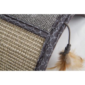 SmartyKat Scratch Scroll Sisal & Carpet Curled Cat Scratcher with Feather Toy, Color Varies