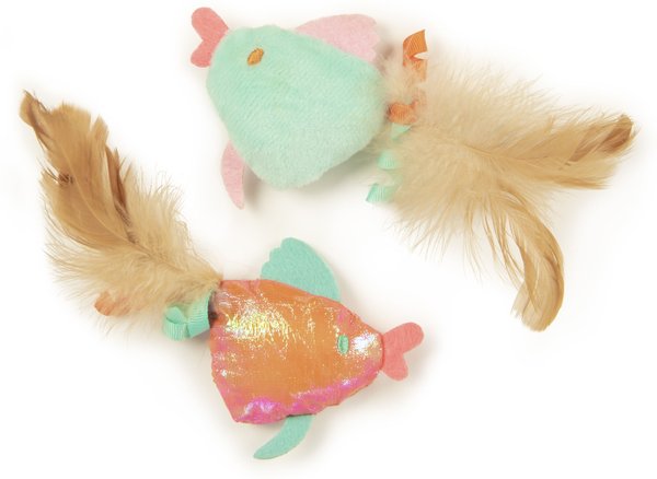 SmartyKat Silly Swimmers Plush Catnip Cat Toy, Orange, Small, 2 count