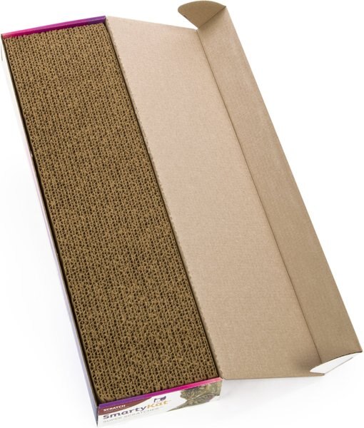 SmartyKat Super Scratcher Single Wide Corrugated Cat Scratcher with Infused Catnip, 4 count