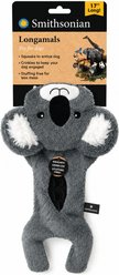 Smithsonian Long Animals TPR Dental Chew Zone Interactive Koala Squeaky Stuffing Free Plush Dog Toy with Crinkle Sounds, Small