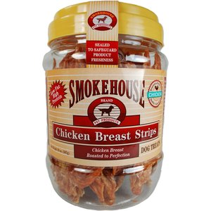 Smokehouse Chicken Breast Strips Dog Treats, 20-oz tub